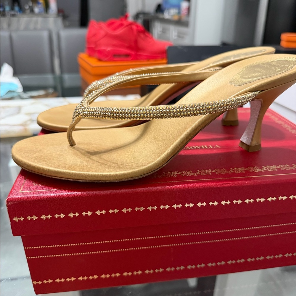 Rene Caovilla Gold Heeled Sandals